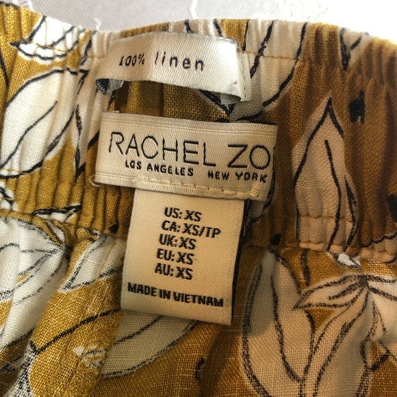 Rachel Zoe Mustard/White Floral Pants Women’s Size XS 100% Linen Bohemian Style - Picture 10 of 16